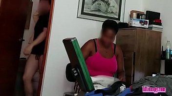 Ebony maid sucks cock after getting grope