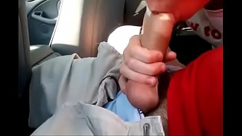 Blowing a friend in the car and he cums in my mouth