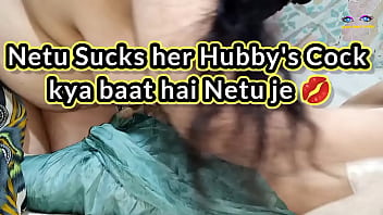 Raj enjoys when Netu play with his Cock and Sucking with clear hindi audio