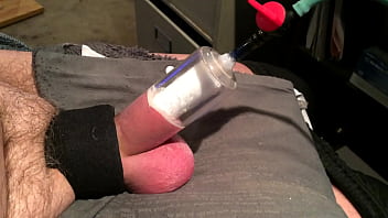 Pumping foreskin and cock with SpeCtra breast pump