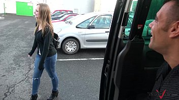 Takevan Shy blonde sales woman love Wendy Moon's tits & come fuck to driving van