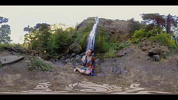 Being alone Calliope couldn't resist having some private time with her pretty pussy by this gorgeous waterfall in this hot 3D Yanks video