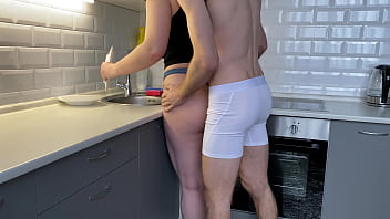 Big booty teen fucks in kitchen while washing utensils | 4K (ep.4)