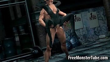 3D Catwoman getting fucked outdoors by Wolverine