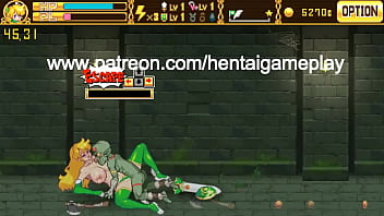 Cute blonde girl having sex with goblins men in Warrior girl act hentai ryona game video