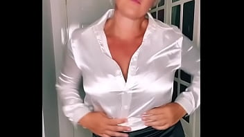 Sexy mature in various satin blouses