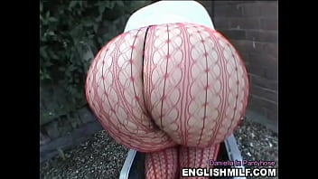 Big ass UK pawg Milf in fishnet pantyhose & thong