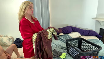 Stepson gets off in his stepmother while she does the laundry