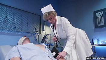 Huge tits blonde Milf nurse Dee Williams dominates male patient Jonah Marx in bed then gives him face sitting and anal fucks him with strapon