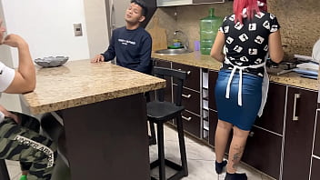 Housewife Wife Likes to Suck Sausage When her Husband's Friend Takes It in His Mouth She Turns into a Slut in Front of her Cuckold Husband