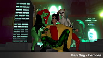 Robin Gets Fucked By Futa Ivy and Harley Because Of Batman