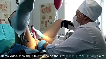 Girl examined at a gynecologist's - stormy orgasm