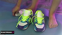 ASMR - Nike Air fetish. Babe licks them and brings them to orgasm